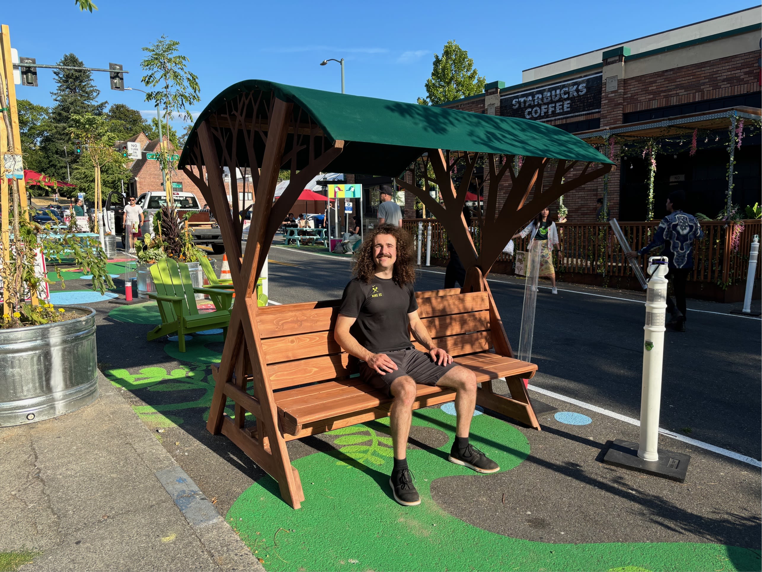 Artist with their installations