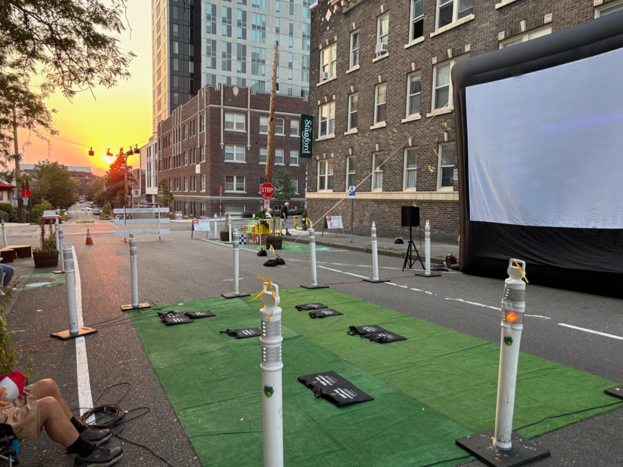 Setting the stage for the outdoor movie